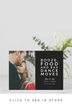 Fun Save the Date Idea | Booze Bad Dance Moves Photo